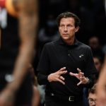 
              FILE - Utah Jazz head coach Quin Snyder gestures to his team during the second half of an NBA basketball game against the Brooklyn Nets, March 21, 2022, in New York. Snyder resigned Sunday, June 5, 2022, as coach of the Jazz, ending an eight-year run where the team won nearly 60% of its games but never got past the second round of the playoffs. (AP Photo/Frank Franklin II, File)
            