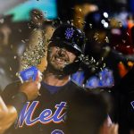 
              New York Mets' Pete Alonso celebrates with teammates after hitting a grand slam during the sixth inning of a baseball game against the Miami Marlins, Friday, June 17, 2022, in New York. (AP Photo/Frank Franklin II)
            