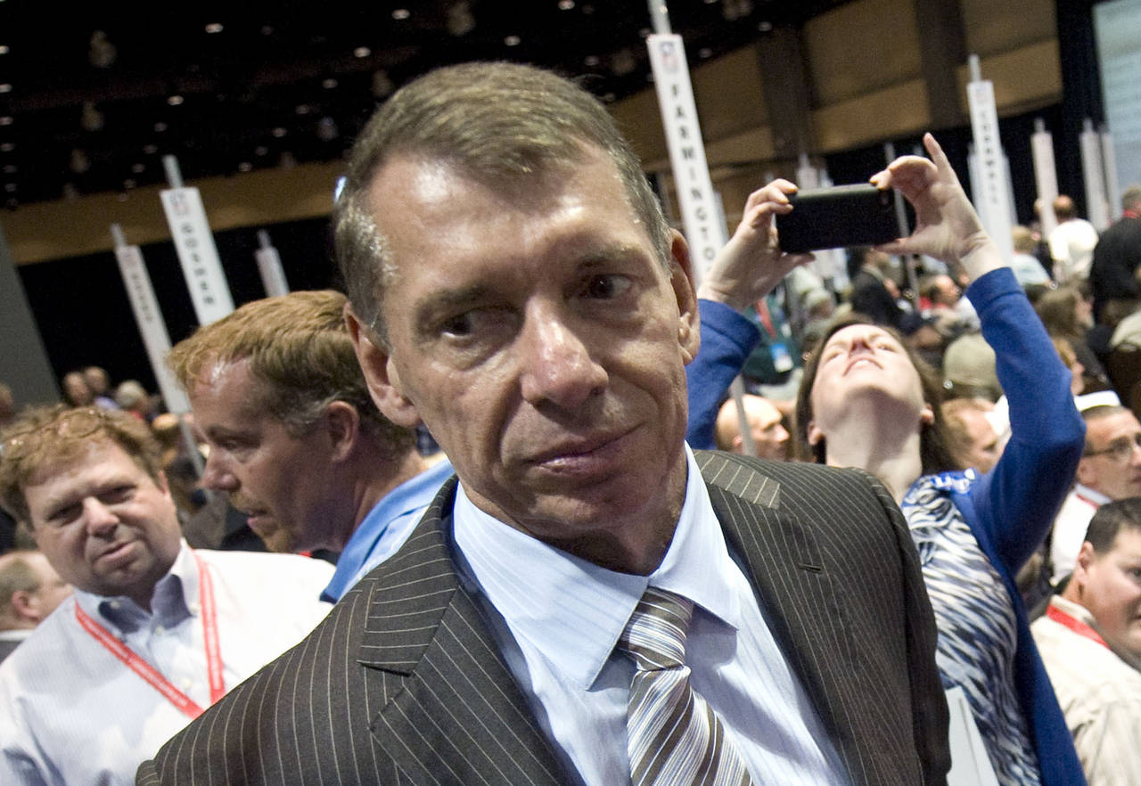 FILE - Vince McMahon stands at Republican state convention in Hartford, Conn., Friday, May 18, 2012...