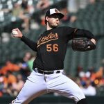 
              Baltimore Orioles starting pitcher Kyle Bradish throws during the first inning of a baseball game against the Tampa Bay Rays, Saturday, June 18, 2022, in Baltimore. (AP Photo/Terrance Williams)
            
