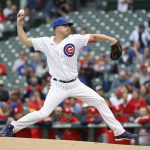 
              Chicago Cubs starting pitcher Matt Swarmer delivers against the St. Louis Cardinals during the first inning of the first baseball game of a doubleheader, Saturday, June 4, 2022, in Chicago. (AP Photo/Kamil Krzaczynski)
            