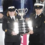 
              The memorial cup trophy is carried onto the ice prior to the first game of the Memorial Cup championship between the Hamilton Bulldogs and the host Saint John Sea Dogs in Saint John, Canada, on Monday, June 20, 2022. (Darren Calabrese/The Canadian Press via AP)
            