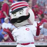 
              Cincinnati Reds mascot Mr. Redlegs performs on National Mascot Day prior to a baseball game against the Milwaukee Brewers, Friday, June 17, 2022, in Cincinnati. (AP Photo/Jeff Dean)
            