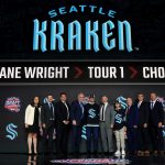 MONTREAL, QUEBEC - JULY 07: Shane Wright is drafted by the Seattle Kraken during Round One of the 2022 Upper Deck NHL Draft at Bell Centre on July 07, 2022 in Montreal, Quebec, Canada. (Photo by Bruce Bennett/Getty Images)