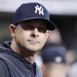 
              New York Yankees manager Aaron Boone is shown before the first game of a baseball doubleheader against the Houston Astros Thursday, July 21, 2022, in Houston. (AP Photo/Kevin M. Cox)
            