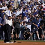 
              Actor Denzel Washington speaks during a tribute to Jackie Robinson prior top the MLB All-Star baseball game between the National League and National League, Tuesday, July 19, 2022, in Los Angeles. (AP Photo/Mark J. Terrill)
            