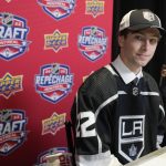 
              Los Angeles Kings hockey team's 51st pick Jack Hughes speaks to the media during the second round of the 2022 NHL Draft on Friday, July 8, 2022, in Montreal. (Ryan Remiorz/The Canadian Press via AP)
            