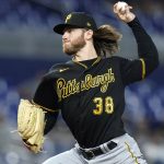 
              Pittsburgh Pirates relief pitcher Dillon Peters throws during the fourth inning of a baseball game against the Miami Marlins, Tuesday, July 12, 2022, in Miami. (AP Photo/Lynne Sladky)
            