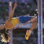 
              Yaroslava Mahuchikh, of Ukraine, competes during the women's high jump final at the World Athletics Championships on Tuesday, July 19, 2022, in Eugene, Ore. (AP Photo/David J. Phillip)
            