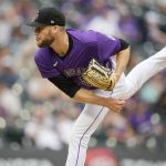 
              Colorado Rockies relief pitcher Daniel Bard works against the Pittsburgh Pirates during the ninth inning of a baseball game Saturday, July 16, 2022, in Denver. (AP Photo/David Zalubowski)
            