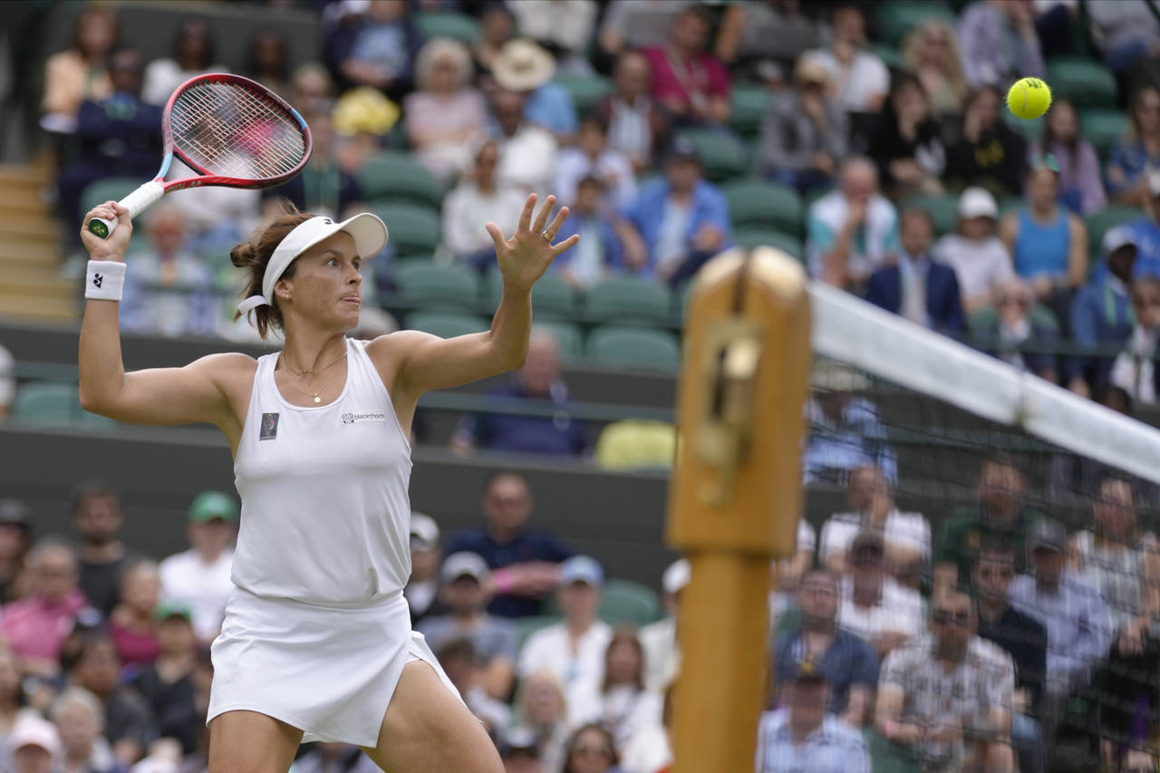 Germany's Tatjana Maria plays a return to Germany's Jule Niemeier in a women's singles quarterfinal...