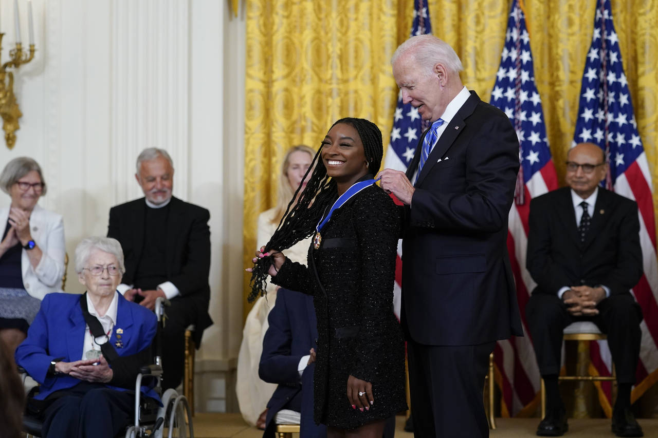 President Joe Biden awards the nation's highest civilian honor, the Presidential Medal of Freedom, ...