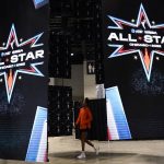 
              Signs are displayed during a practice for the WNBA All-Star basketball game in Chicago, Saturday, July 9, 2022. (AP Photo/Nam Y. Huh)
            