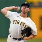 
              Pittsburgh Pirates starting pitcher Mitch Keller delivers during the first inning of the team's baseball game against the New York Yankees in Pittsburgh, Wednesday, July 6, 2022. (AP Photo/Gene J. Puskar)
            