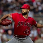 
              Los Angeles Angels' Patrick Sandoval pitches against the Atlanta Braves during the first inning of a baseball game Saturday, July 23, 2022, in Atlanta. (AP Photo/Butch Dill)
            