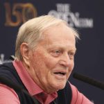 
              Three-time Open winner Jack Nicklaus from the United States speaks to the media at the British Open golf championship on the Old Course at St. Andrews, Scotland, Monday July 11, 2022. The Open Championship returns to the home of golf on July 14-17, 2022, to celebrate the 150th edition of the sport's oldest championship, which dates to 1860 and was first played at St. Andrews in 1873. (AP Photo/Peter Morrison)
            