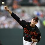 
              Baltimore Orioles starting pitcher Tyler Wells throws during the first inning of a baseball game against the New York Yankees, Friday, July 22, 2022, in Baltimore. (AP Photo/Nick Wass)
            