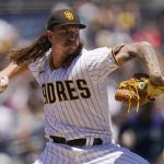 
              San Diego Padres starting pitcher Mike Clevinger works against a Seattle Mariners batter during the second inning of a baseball game Tuesday, July 5, 2022, in San Diego. (AP Photo/Gregory Bull)
            