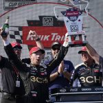 
              Tyler Reddick reacts after winning the Kwik Trip 250 after a NASCAR Cup Series auto race Sunday, July 3, 2022, at Road America in Elkhart Lake, Wis. (AP Photo/Morry Gash)
            