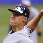 
              New York Yankees starting pitcher Jameson Taillon delivers during the first inning of the team's baseball game against the Pittsburgh Pirates in Pittsburgh, Tuesday, July 5, 2022. (AP Photo/Gene J. Puskar)
            