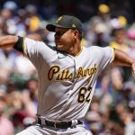 
              Pittsburgh Pirates starting pitcher Jose Quintana throws during the first inning of a baseball game against the Milwaukee Brewers Sunday, July 10, 2022, in Milwaukee. (AP Photo/Morry Gash)
            