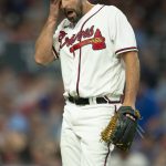 
              Atlanta Braves pitcher Darren O'Day walks back to the dugout after retiring the St. Louis Cardinals in the seventh inning of a baseball game Wednesday, July 6, 2022, in Atlanta. (AP Photo/Edward M. Pio Roda)
            