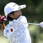 
              Miroku Suto of Japan follows through on her tee shot on the seventh hole during the final round at the Junior World Championships golf tournament held at Singing Hills Golf Resort on Thursday, July 14, 2022, in El Cajon, Calif. (AP Photo/Denis Poroy)
            