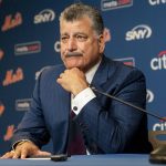 
              New York Mets announcer and former player Keith Hernandez chokes up as he speaks to the media during a news conference before a baseball game between the Mets and Miami Marlins, Saturday, July 9, 2022, in New York. Hernandez is being celebrated before his number 17 is retired during a pre-game ceremony. (AP Photo/John Minchillo)
            
