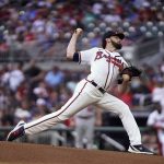 
              Atlanta Braves starting pitcher Ian Anderson delivers during the first inning of the team's baseball game against the St. Louis Cardinals, Tuesday, July 5, 2022, in Atlanta. (AP Photo/Brynn Anderson)
            