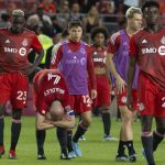 
              Toronto FC captain Michael Bradley (4) reacts after his team's home loss to the Seattle Sounders in MLS soccer match action in Toronto, Saturday July 2, 2022. (Chris Young/The Canadian Press via AP)
            