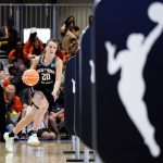 
              Sabrina Ionescu competes in the skills competition at the WNBA All-Star basketball game in Chicago, Saturday, July 9, 2022. (AP Photo/Nam Y. Huh)
            