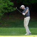 
              FILE - Geoff Ogilvy, of Australia, hits to the 12th hole during the second round of the Wells Fargo Championship golf tournament at Quail Hollow Club in Charlotte, N.C., on May 4, 2018. After a four-year absence, the former U.S. Open champion arrived in Detroit for this week's Rocket Mortgage Classic, his second PGA tour event in the last three weeks. (AP Photo/Jason E. Miczek, File)
            