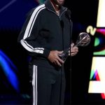 
              NBA player Stephen Curry, of the Golden State Warriors, accepts the award for best record-breaking performance for passing Ray Allen for most 3-pointers made in NBA history at the ESPY Awards on Wednesday, July 20, 2022, at the Dolby Theatre in Los Angeles. (AP Photo/Mark Terrill)
            