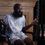 
              NBA 10-time All-Star James Harden discusses his upcoming J. Harden x J Shed wine collaboration that debuts in September at his home in Beverly Hills, Calif., on Sunday, July 17, 2022.  (AP Photo/Damian Dovarganes)
            