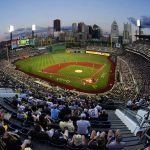 
              A nearly sold out crowd watches a baseball game between the Pittsburgh Pirates and the Philadelphia Phillies at PNC Park in Pittsburgh, Saturday, July 30, 2022. (AP Photo/Gene J. Puskar)
            