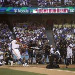 
              National League's Juan Soto, of the Washington Nationals, bats during the MLB All-Star baseball Home Run Derby, Monday, July 18, 2022, in Los Angeles. (AP Photo/Mark J. Terrill)
            