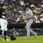 
              Detroit Tigers starting pitcher Beau Brieske, right, walks off the field after getting Chicago White Sox's AJ Pollock (18) to line out to shortstop Javier Baez to end the sixth inning of a baseball game Thursday, July 7, 2022, in Chicago. (AP Photo/Charles Rex Arbogast)
            