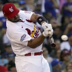 
              National League's Albert Pujols, of the St. Louis Cardinals, bats during the MLB All-Star baseball Home Run Derby, Monday, July 18, 2022, in Los Angeles. (AP Photo/Mark J. Terrill)
            