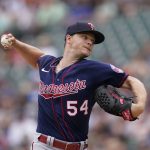 
              Minnesota Twins starting pitcher Sonny Gray throws during the first inning of a baseball game against the Detroit Tigers, Sunday, July 24, 2022, in Detroit. (AP Photo/Carlos Osorio)
            