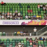 
              Fans watch during the World Athletics Championships on Friday, July 22, 2022, in Eugene, Ore. The running mecca that embedded Nike into American culture was an easy choice to host the first track world championships on U.S. soil. It will take time to determine whether Eugene, Oregon lived up to expectations.They say sagging viewership totals and flat revenue across the broader Olympic world make it critical to bring the cornerstone sport of the games back to its glory days in the U.S. before they return to Los Angeles in 2028. (AP Photo/Charlie Riedel)
            
