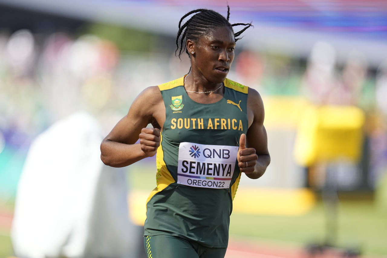 Caster Semenya, of South Africa, competes during a heat in the women's 5000-meter run at the World ...