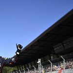 
              Red Bull driver Max Verstappen of the Netherlands celebrates after he clocked the fastest time during the qualifying session at the Red Bull Ring racetrack in Spielberg, Austria, Friday, July 8, 2022. The Austrian F1 Grand Prix will be held on Sunday July 10, 2022. (Christian Bruna/Pool via AP)
            