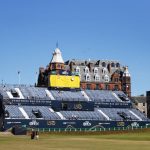 
              The 18th grandstand at the British Open golf championship on the Old Course at St. Andrews, Scotland, Sunday July 10, 2022. The Open Championship returns to the home of golf on July 14-17, 2022, to celebrate the 150th edition of the sport's oldest championship, which dates to 1860 and was first played at St. Andrews in 1873. (AP Photo/Peter Morrison)
            