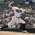 
              Minnesota Twins pitcher Chris Archer throws against the Chicago White Sox during the first inning of a baseball game, Sunday, July 17, 2022, in Minneapolis. (AP Photo/Craig Lassig)
            