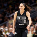 SEATTLE, WASHINGTON - AUGUST 07: Sue Bird #10 of the Seattle Storm looks on during the first quarter of her last regular season home game of her career against the Las Vegas Aces at Climate Pledge Arena on August 07, 2022 in Seattle, Washington. (Photo by Steph Chambers/Getty Images)