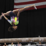 
              Skye Blakely competes in the beam during the U.S. Gymnastics Championships Friday, Aug. 19, 2022, in Tampa, Fla.(AP Photo/Mike Carlson)
            