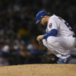 
              Chicago Cubs relief pitcher Nicholas Padilla pauses on the mound before pitching in his major league debut during the fourth inning of the second game of a baseball doubleheader against the St. Louis Cardinals Tuesday, Aug. 23, 2022, in Chicago. (AP Photo/Paul Beaty)
            