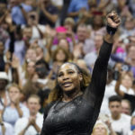 
              Serena Williams, of the United States, reacts after defeating Danka Kovinic, of Montenegro, during the first round of the US Open tennis championships, Monday, Aug. 29, 2022, in New York. (AP Photo/John Minchillo)
            