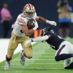 
              San Francisco 49ers tight end Charlie Woerner (89) runs past Houston Texans cornerback Steven Nelson (21) after a catch during the first half of an NFL football game Thursday, Aug. 25, 2022, in Houston. (AP Photo/Eric Christian Smith)
            