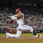 
              FILE - Washington Nationals' Juan Soto bats during a baseball game against the New York Mets at Nationals Park, Monday, Aug. 1, 2022, in Washington. the Nationals on Tuesday, Aug. 2, 2022, in one of baseball's biggest deals at the trade deadline, vaulting their postseason chances by adding a World Series champion who is one of baseball’s best hitters in his early 20s. A person with direct knowledge of the move told The Associated Press the Padres and Nationals have agreed to a multiplayer deal contingent on San Diego first baseman Eric Hosmer waiving his no-trade provision. The person spoke to the AP on condition of anonymity because negotiations were ongoing. (AP Photo/Alex Brandon, File)
            